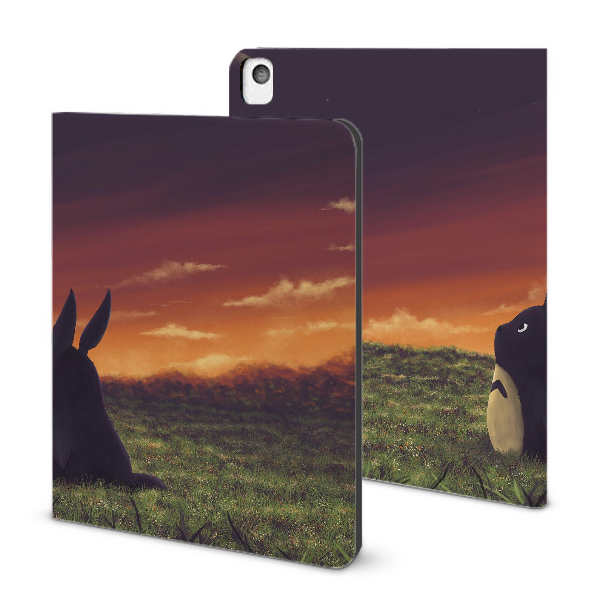 （画像用） となりのトトロ 草壁メイ 草壁サツキ My Neighbor Totoro Satsuki Kusakabe Mei Kusakabe IPadケース ペンホルダー付き ブックスタイルデザイン